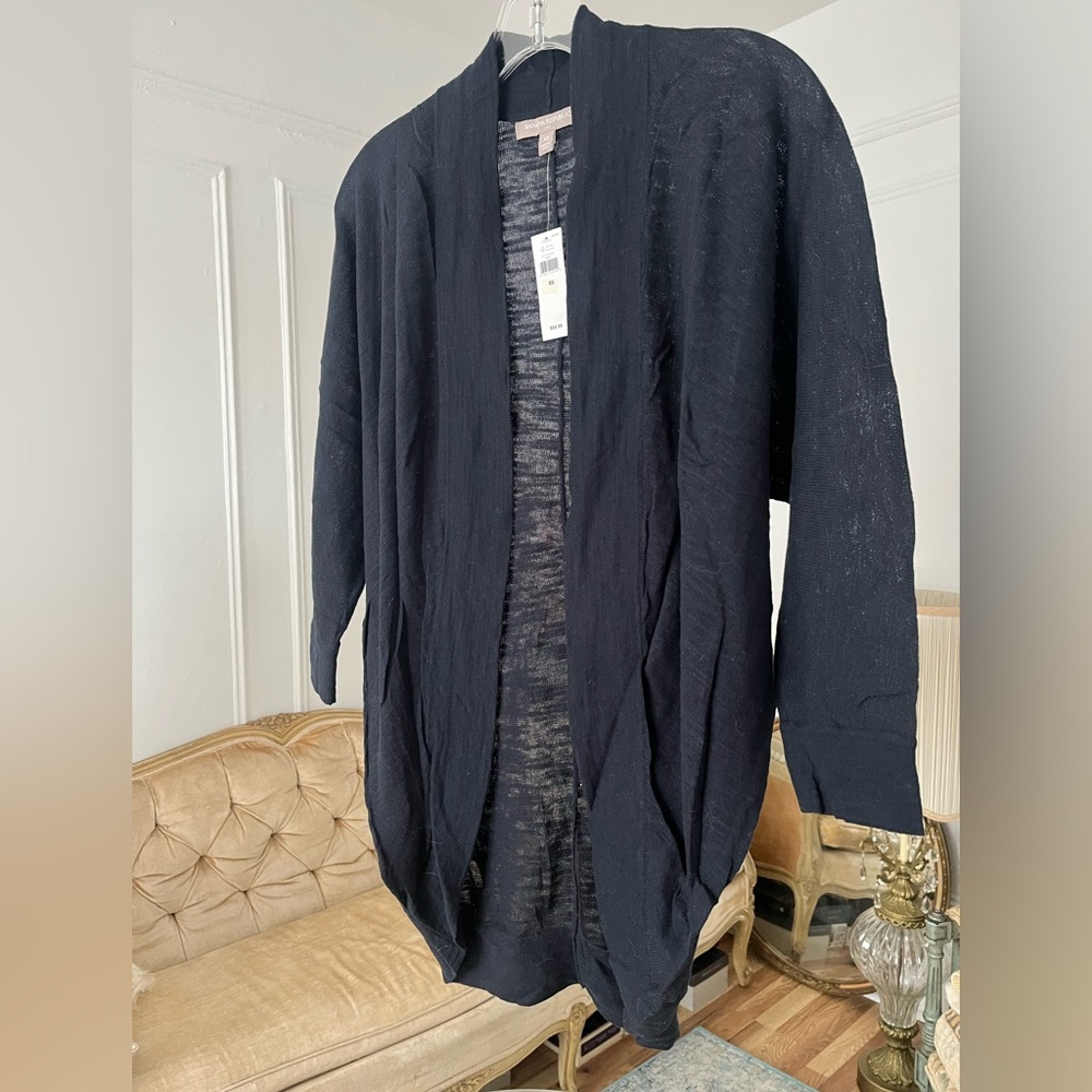 NWT! Banana Republic 100% Cotton Black Open-Front Classic Cardigan